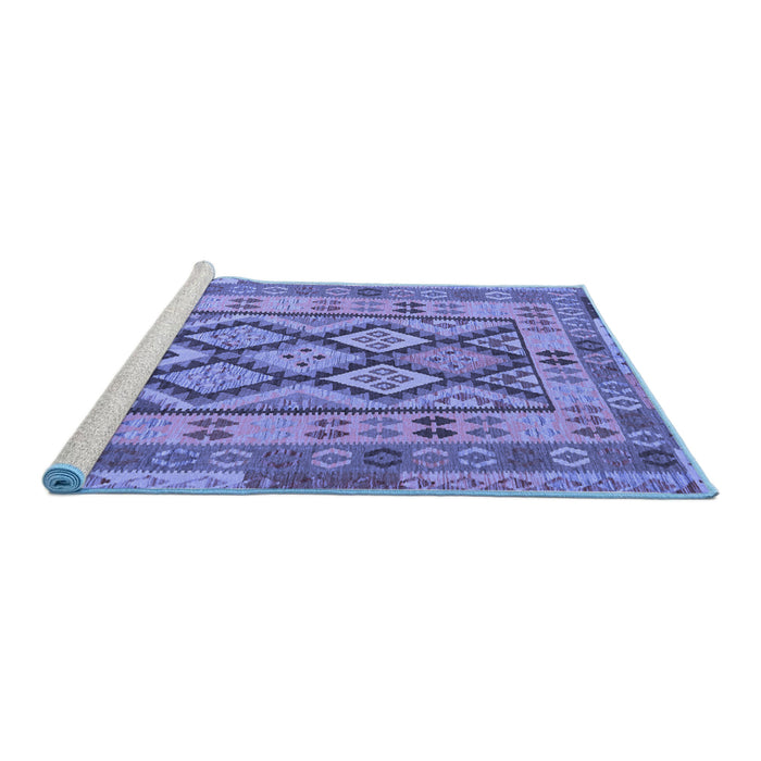Sideview of Machine Washable Abstract Blue Contemporary Rug, wshcon2195blu