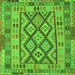 Serging Thickness of Abstract Green Contemporary Rug, con2195grn