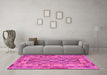 Machine Washable Abstract Pink Contemporary Rug in a Living Room, wshcon2195pnk