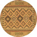 Round Oriental Brown Traditional Rug, con2196brn