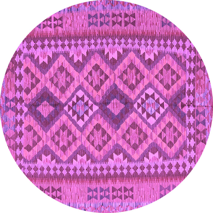 Round Machine Washable Oriental Purple Traditional Area Rugs, wshcon2196pur