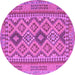 Round Machine Washable Oriental Purple Traditional Area Rugs, wshcon2196pur