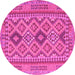 Round Oriental Pink Traditional Rug, con2196pnk