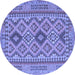 Round Machine Washable Oriental Blue Traditional Rug, wshcon2196blu