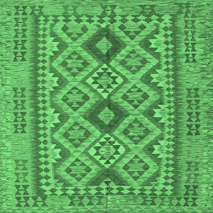 Square Machine Washable Oriental Emerald Green Traditional Area Rugs, wshcon2196emgrn