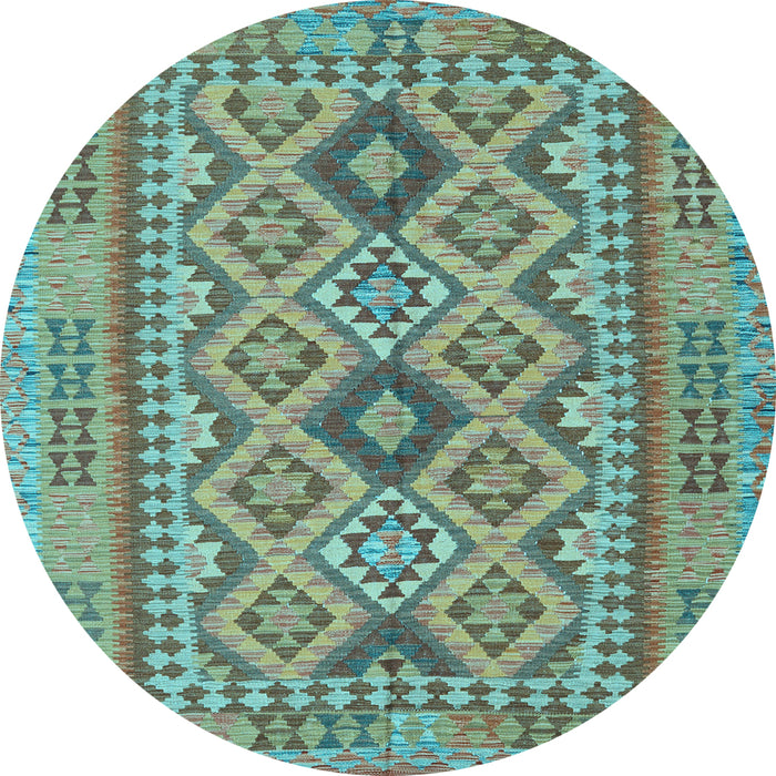 Round Oriental Light Blue Traditional Rug, con2196lblu