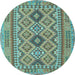 Round Oriental Light Blue Traditional Rug, con2196lblu