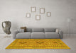 Machine Washable Oriental Yellow Traditional Rug in a Living Room, wshcon2196yw