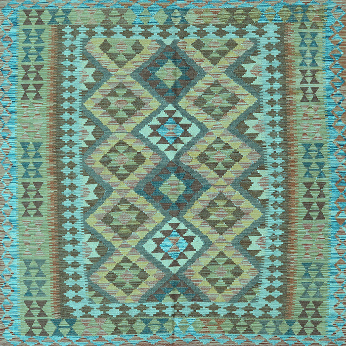 Square Machine Washable Oriental Light Blue Traditional Rug, wshcon2196lblu