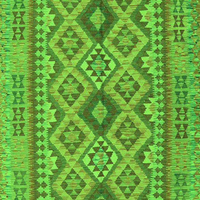 Serging Thickness of Machine Washable Oriental Green Traditional Area Rugs, wshcon2196grn