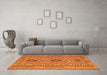 Machine Washable Oriental Orange Traditional Area Rugs in a Living Room, wshcon2196org