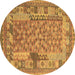 Round Oriental Brown Traditional Rug, con2197brn