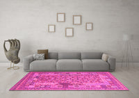 Machine Washable Oriental Pink Traditional Rug, wshcon2197pnk