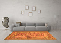 Machine Washable Oriental Orange Traditional Rug, wshcon2197org