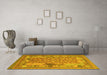 Machine Washable Oriental Yellow Traditional Rug in a Living Room, wshcon2197yw