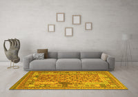 Machine Washable Oriental Yellow Traditional Rug, wshcon2197yw