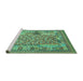 Sideview of Machine Washable Oriental Turquoise Traditional Area Rugs, wshcon2197turq