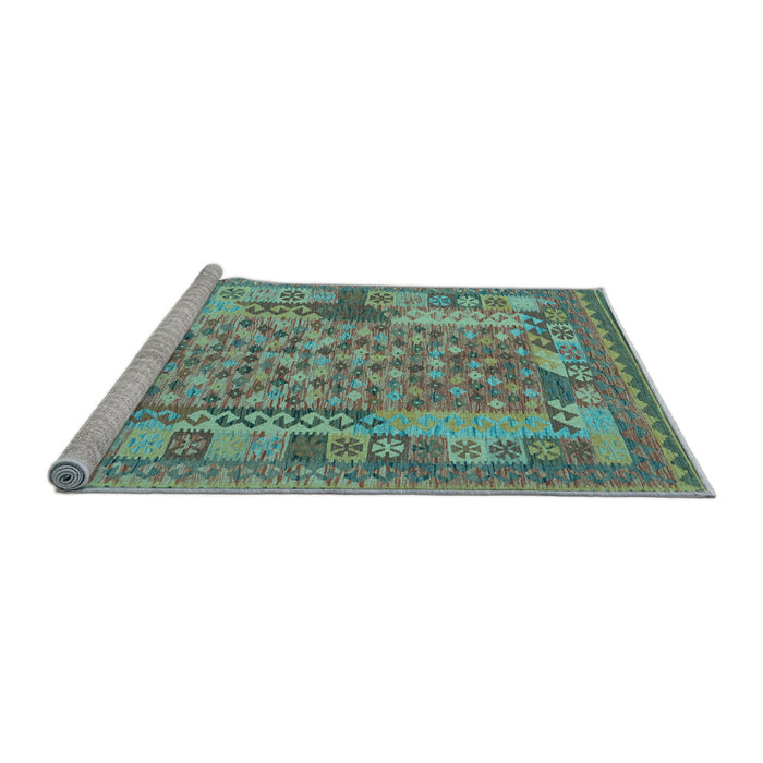 Sideview of Machine Washable Oriental Light Blue Traditional Rug, wshcon2197lblu