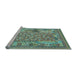 Sideview of Machine Washable Oriental Light Blue Traditional Rug, wshcon2197lblu