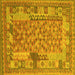 Square Machine Washable Oriental Yellow Traditional Rug, wshcon2197yw