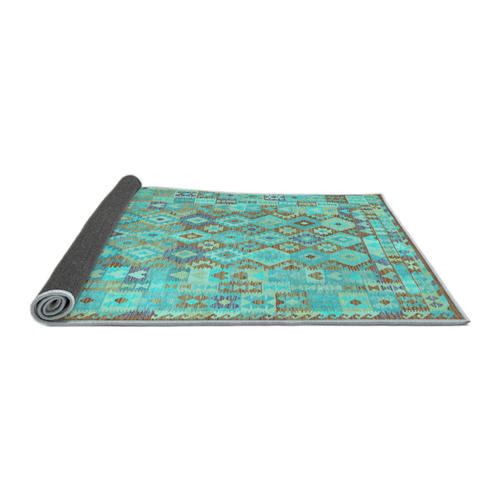 Sideview of Southwestern Light Blue Country Rug, con2198lblu