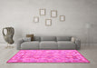 Machine Washable Southwestern Pink Country Rug in a Living Room, wshcon2198pnk