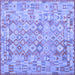 Square Southwestern Blue Country Rug, con2198blu