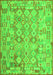 Serging Thickness of Machine Washable Southwestern Green Country Area Rugs, wshcon2198grn