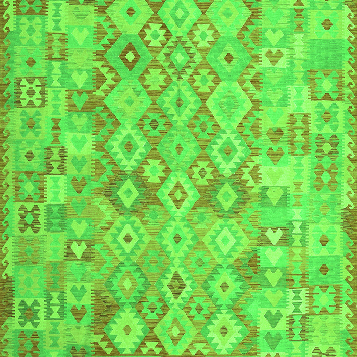 Serging Thickness of Machine Washable Southwestern Green Country Area Rugs, wshcon2198grn