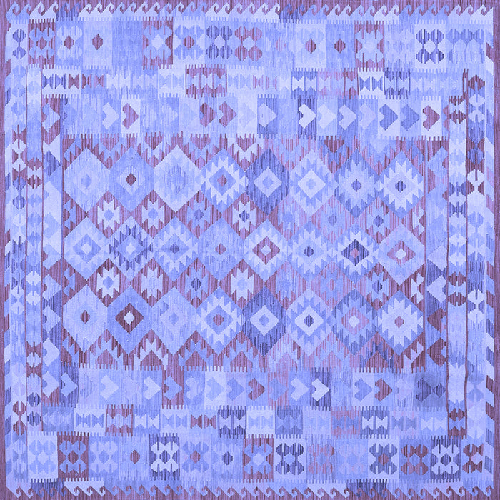 Square Machine Washable Southwestern Blue Country Rug, wshcon2198blu