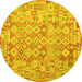 Round Southwestern Yellow Country Rug, con2198yw