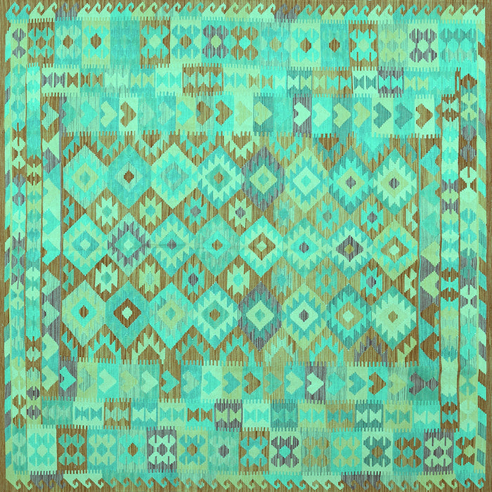 Square Southwestern Turquoise Country Rug, con2198turq