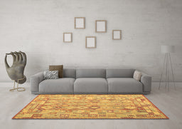 Machine Washable Southwestern Brown Country Rug in a Living Room,, wshcon2198brn