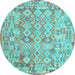 Round Southwestern Light Blue Country Rug, con2198lblu