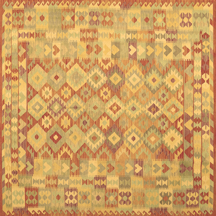 Square Machine Washable Southwestern Brown Country Rug, wshcon2198brn