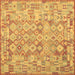 Square Machine Washable Southwestern Brown Country Rug, wshcon2198brn
