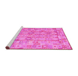 Sideview of Machine Washable Southwestern Pink Country Rug, wshcon2198pnk