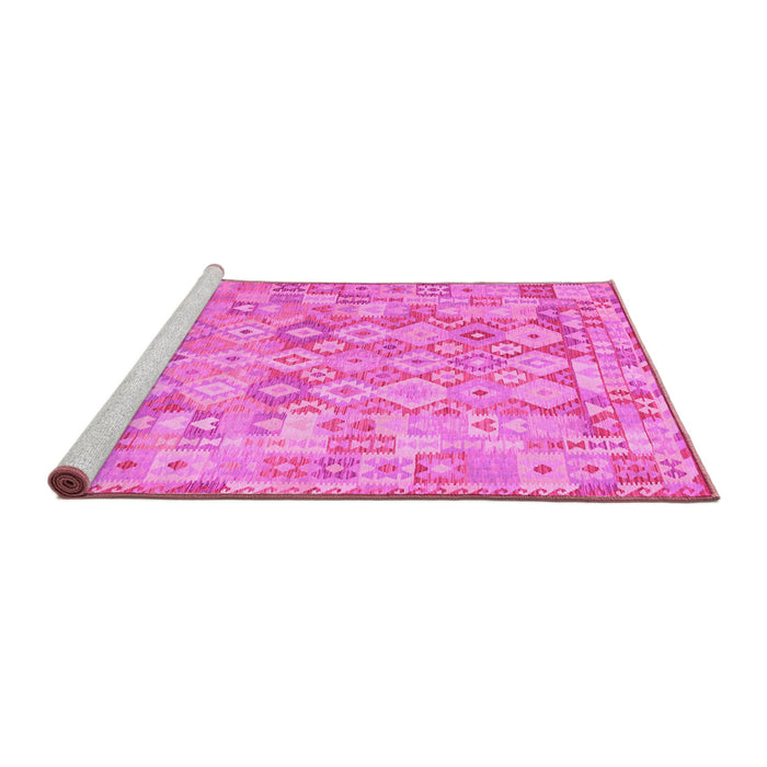 Sideview of Machine Washable Southwestern Pink Country Rug, wshcon2198pnk