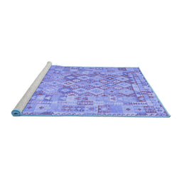 Sideview of Machine Washable Southwestern Blue Country Rug, wshcon2198blu