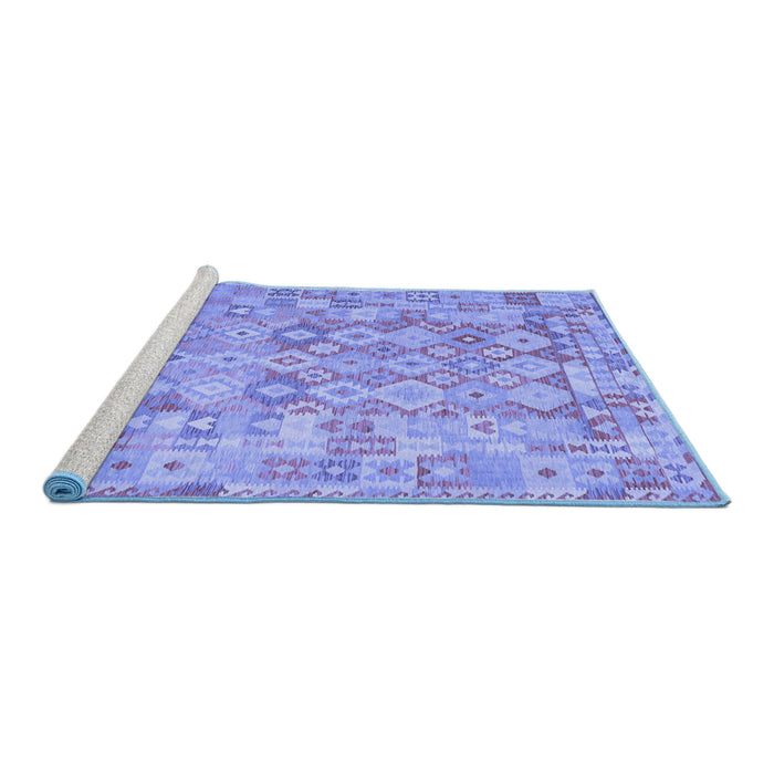 Sideview of Machine Washable Southwestern Blue Country Rug, wshcon2198blu