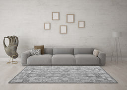 Machine Washable Southwestern Gray Country Rug in a Living Room,, wshcon2198gry