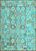 Machine Washable Southwestern Light Blue Country Rug, wshcon2198lblu