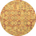 Round Southwestern Brown Country Rug, con2198brn