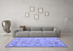 Machine Washable Southwestern Blue Country Rug in a Living Room, wshcon2198blu
