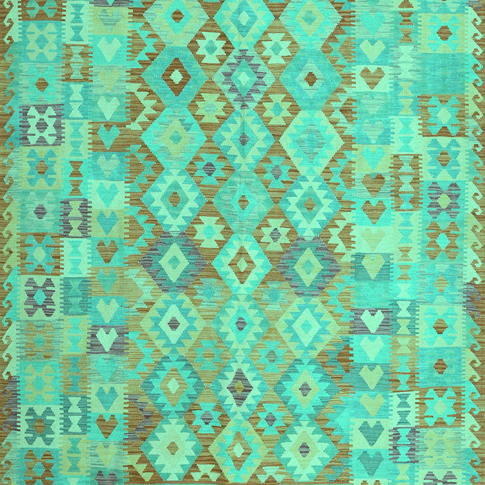 Machine Washable Southwestern Turquoise Country Area Rugs, wshcon2198turq