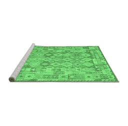 Sideview of Machine Washable Southwestern Emerald Green Country Area Rugs, wshcon2198emgrn