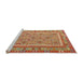 Serging Thickness of Machine Washable Contemporary Fire Red Rug, wshcon2199