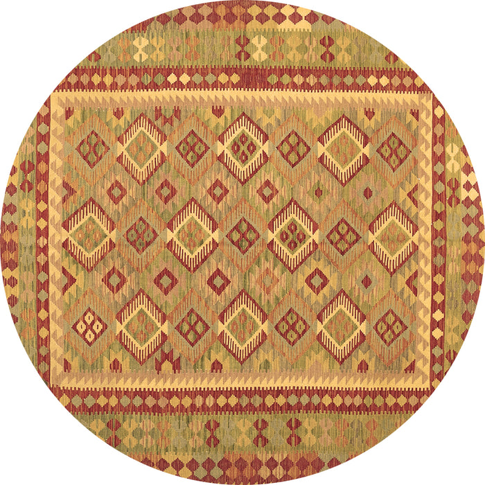 Round Southwestern Brown Country Rug, con2199brn