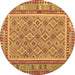 Round Southwestern Brown Country Rug, con2199brn