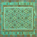 Square Southwestern Turquoise Country Rug, con2199turq